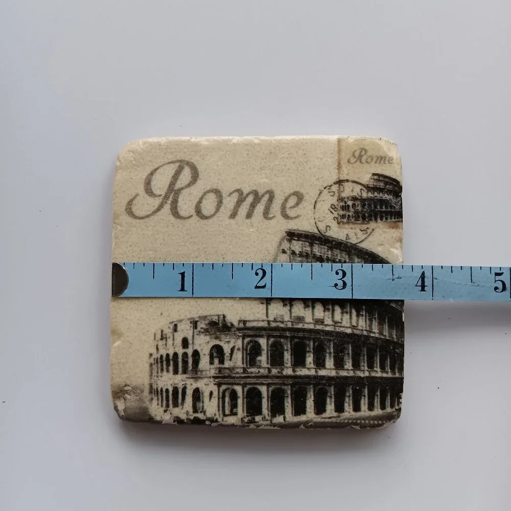 Rome Coloseum Marble Coaster Cork Back 3.5